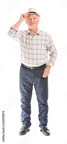 Portrait of elderly man on ...