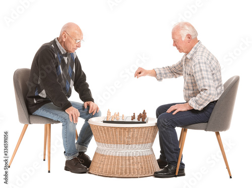 Portrait of elderly men pla...