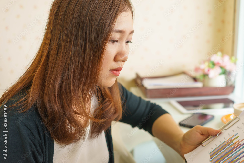 Businesswoman is working from home. Businesswoman is working from home.