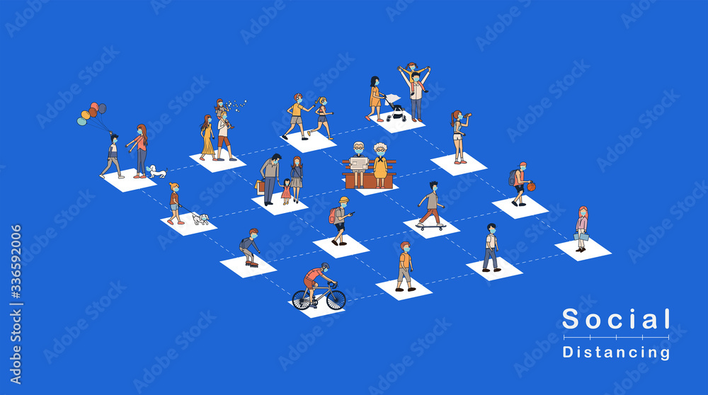Vector social distancing people ideas concept, Prevent COVID-19 coronavirus disease Vector social distancing people ideas concept, Prevent COVID-19 coronavirus disease