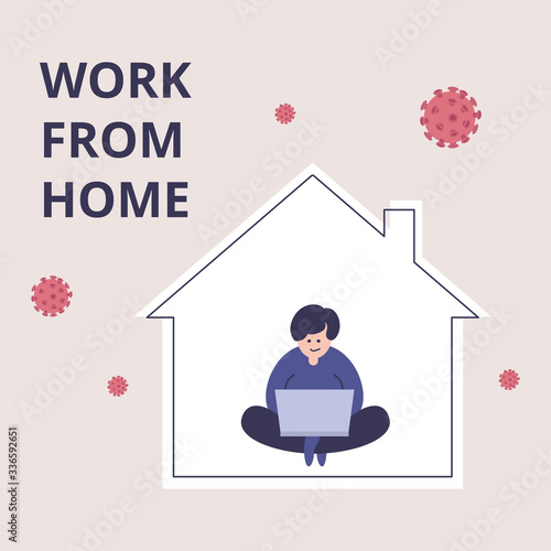 Work from home flat cartoon...