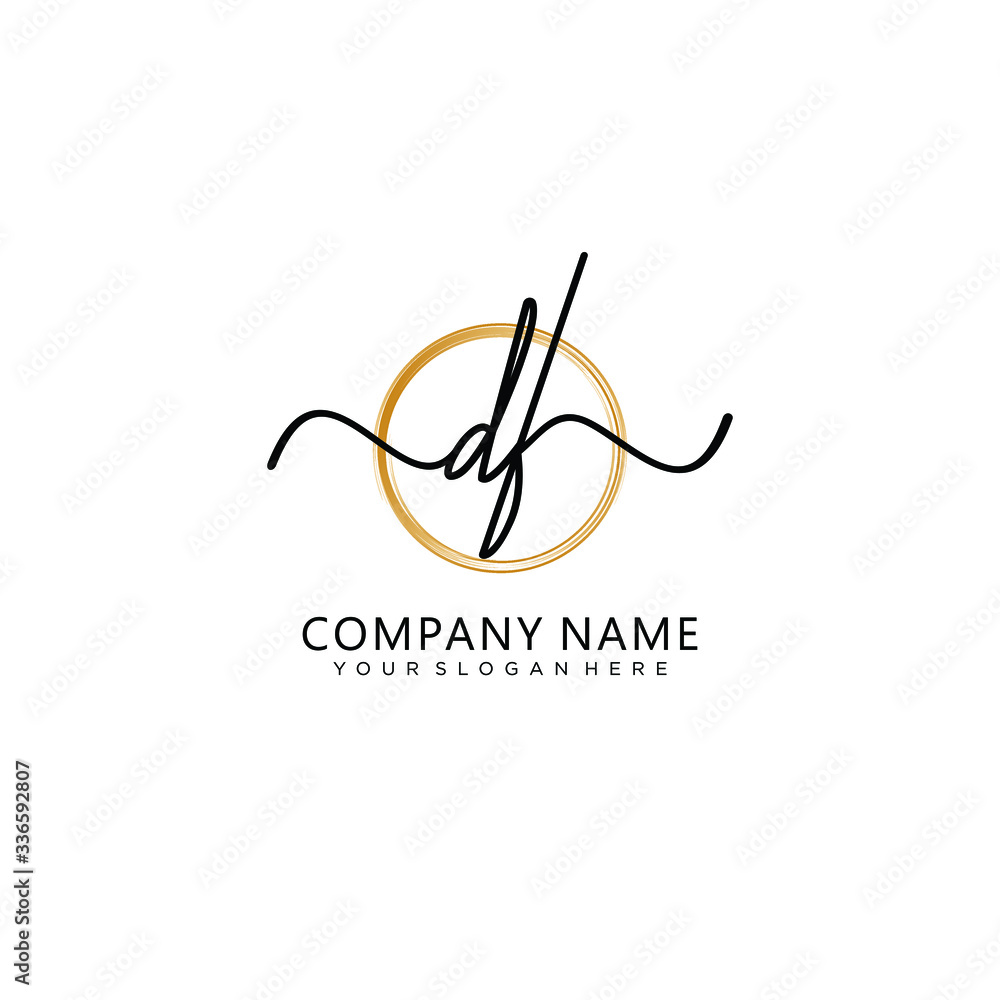 Obraz premium DF initial Handwriting logo vector templates