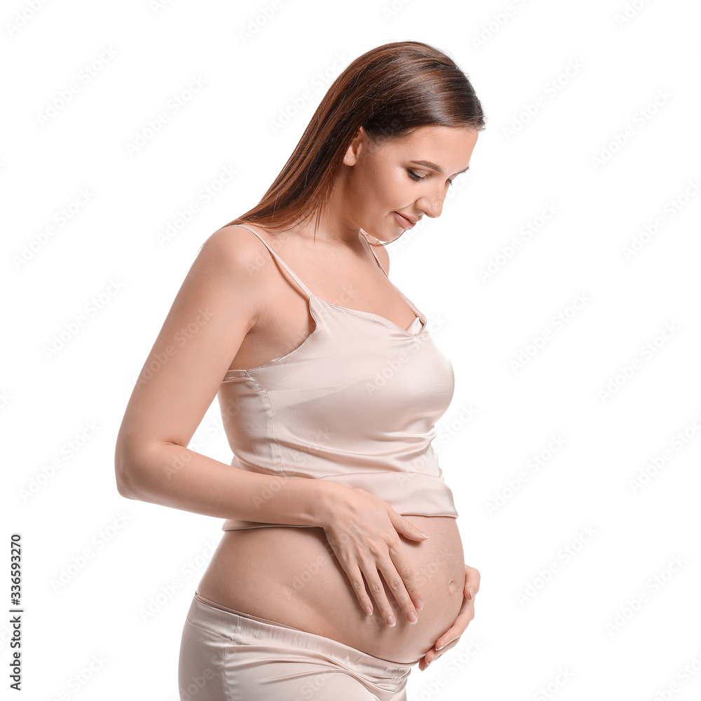 Beautiful pregnant woman on white background Beautiful pregnant woman on white background