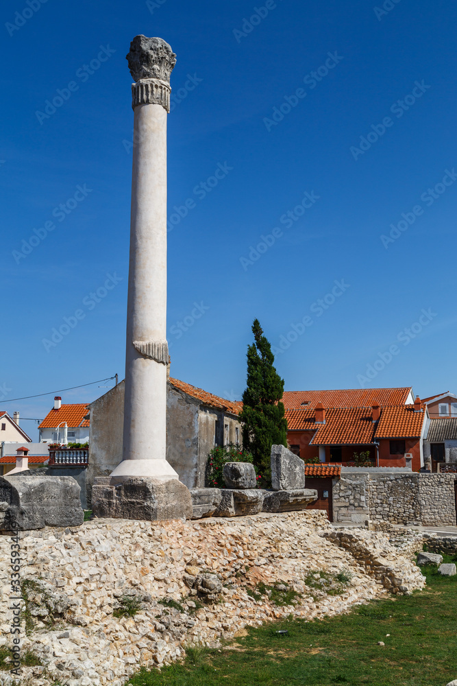 Ruins of the ancient Roman temple in Nin town, Croatia