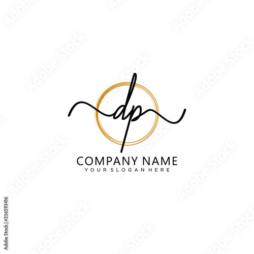 DP initial Handwriting logo vector templates