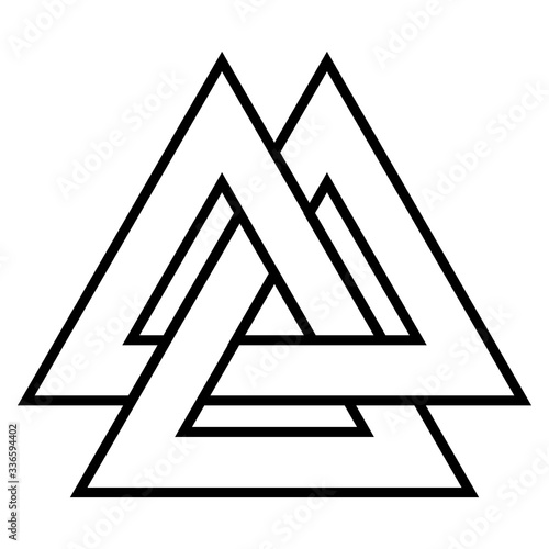 Valknut symbol triangle logo, Viking age symbol, Celtic knot icon vector from triangle tattoo