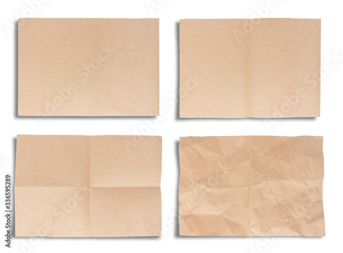 Fotografie Brown Recycled Paper,Crumple papers texture,  Empty paper piece