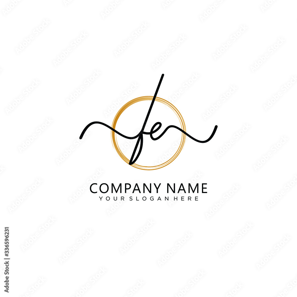 Obraz premium FE initial Handwriting logo vector templates