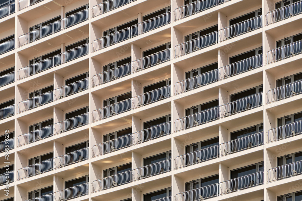 Closeup of a balcony pattern on an urban building Closeup of a balcony pattern on an urban building