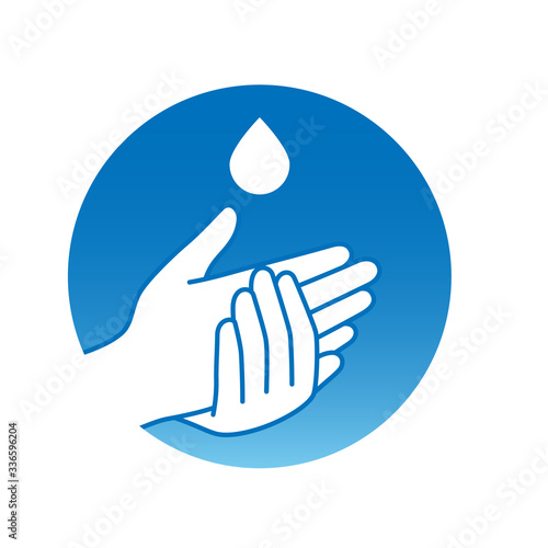 Wash hands with alcohol drop icon blue minimal design