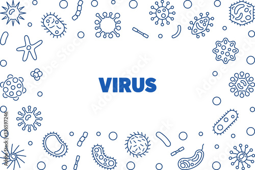 Virus vector concept linear frame or illustration on white background