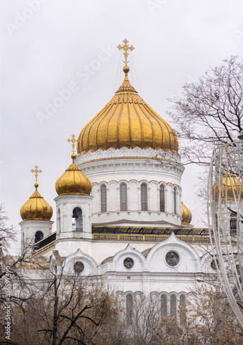 Cathedral of Christ the Savior in Moscow. Domes of the temple.