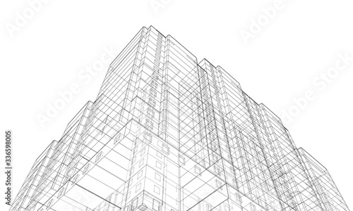 Vector wire-frame model of a multi-storey building