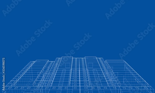 Vector wire-frame model of a multi-storey building