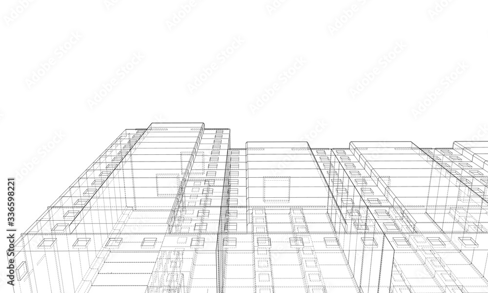 Vector wire-frame model of a multi-storey building