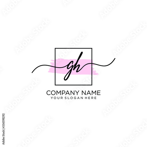GH initial Handwriting logo vector templates