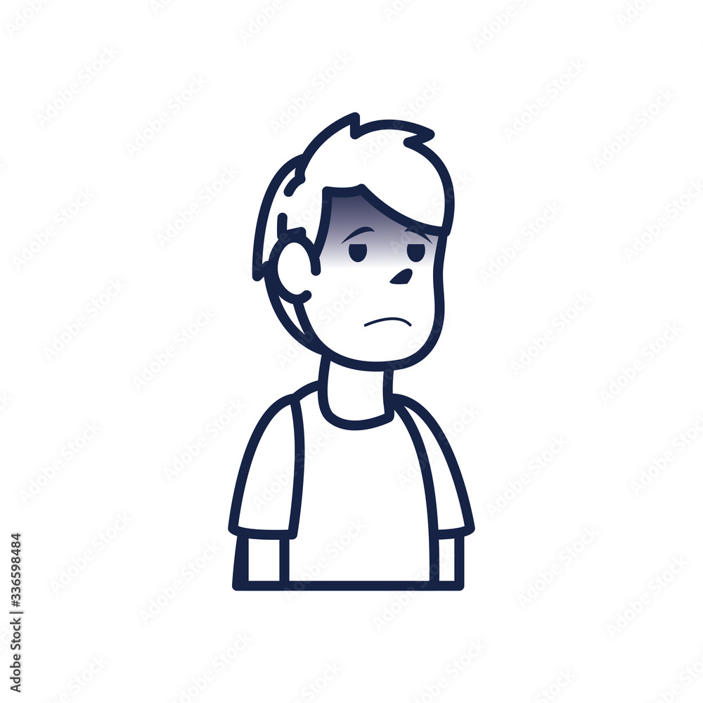 boy cartoon with fever line style icon vector design