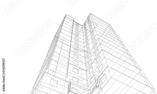 Vector wire-frame model of a multi-storey building