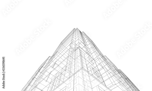Vector wire-frame model of a multi-storey building