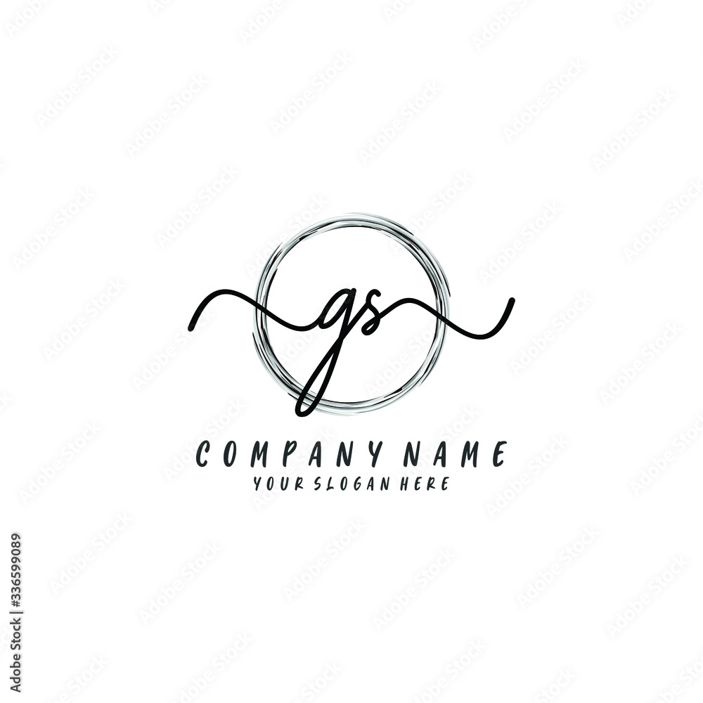 GS initial Handwriting logo vector templates