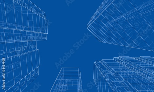 Vector wire-frame model of a multi-storey building