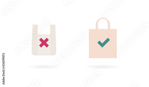 Plastic bag vector icon. Say no to plastic bag. Zero waste eco concept. Recycle Eco-friendly sign set isolated on white