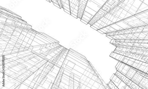Vector wire-frame model of a multi-storey building