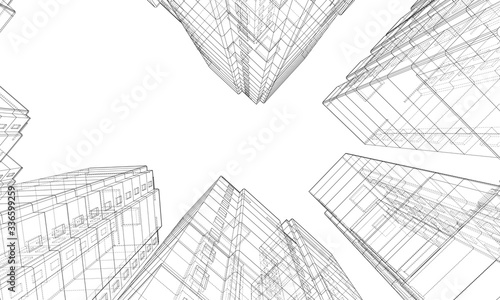 Vector wire-frame model of a multi-storey building