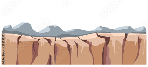 Landscape with mountain range, rigid surface of ground