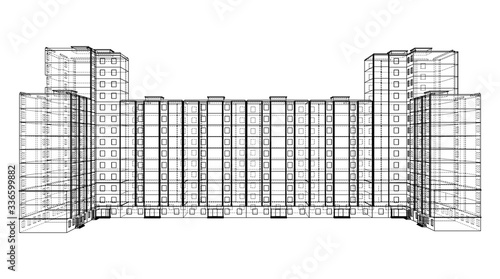 Vector wire-frame model of a multi-storey building