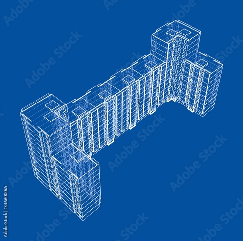 Vector wire-frame model of a multi-storey building