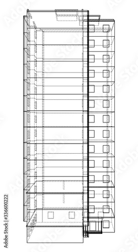 Vector wire-frame model of a multi-storey building