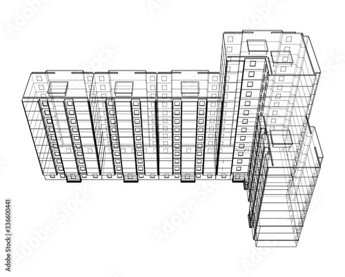 Vector wire-frame model of a multi-storey building