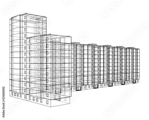 Vector wire-frame model of a multi-storey building
