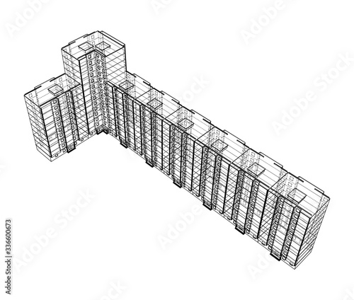 Vector wire-frame model of a multi-storey building