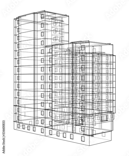 Vector wire-frame model of a multi-storey building
