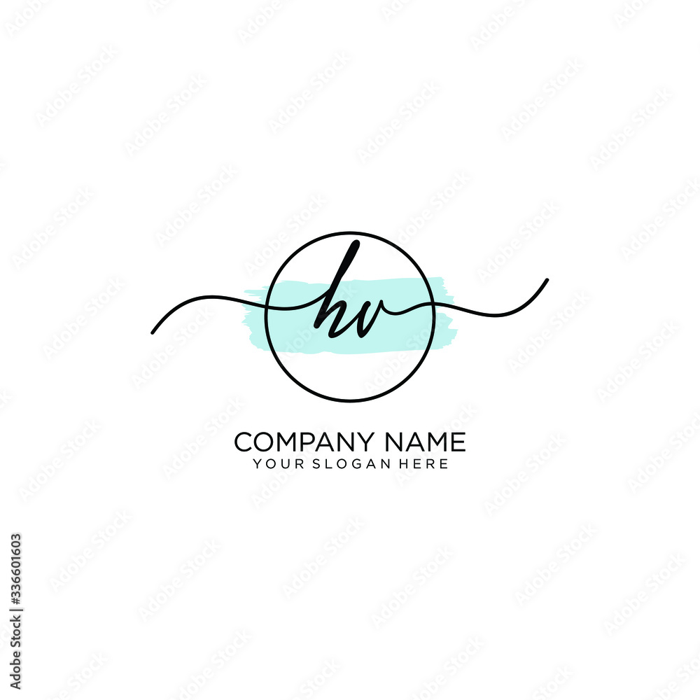 Obraz premium HV initial Handwriting logo vector templates