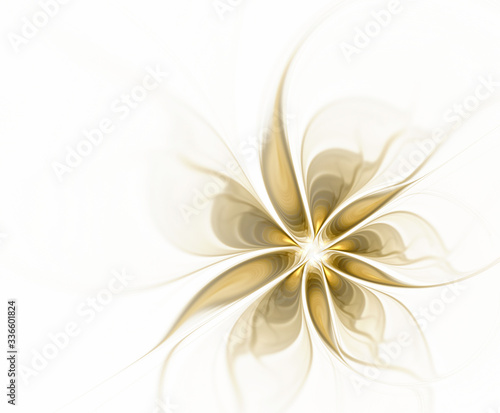 Blurry abstract fractal golden brown flower on a white background © svetlanass13