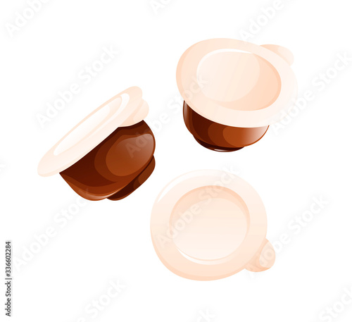 Coffee creamer portions, cartoon vector on white