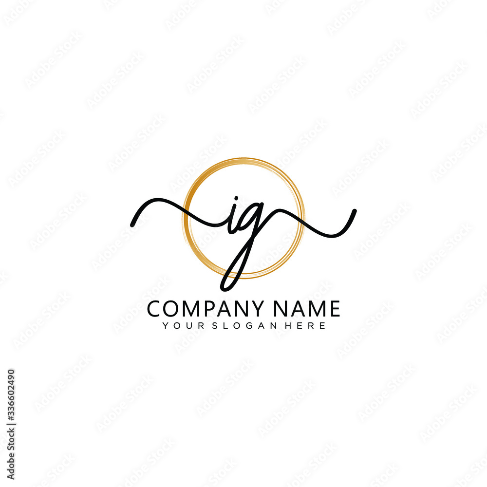 Obraz premium IG initial Handwriting logo vector templates