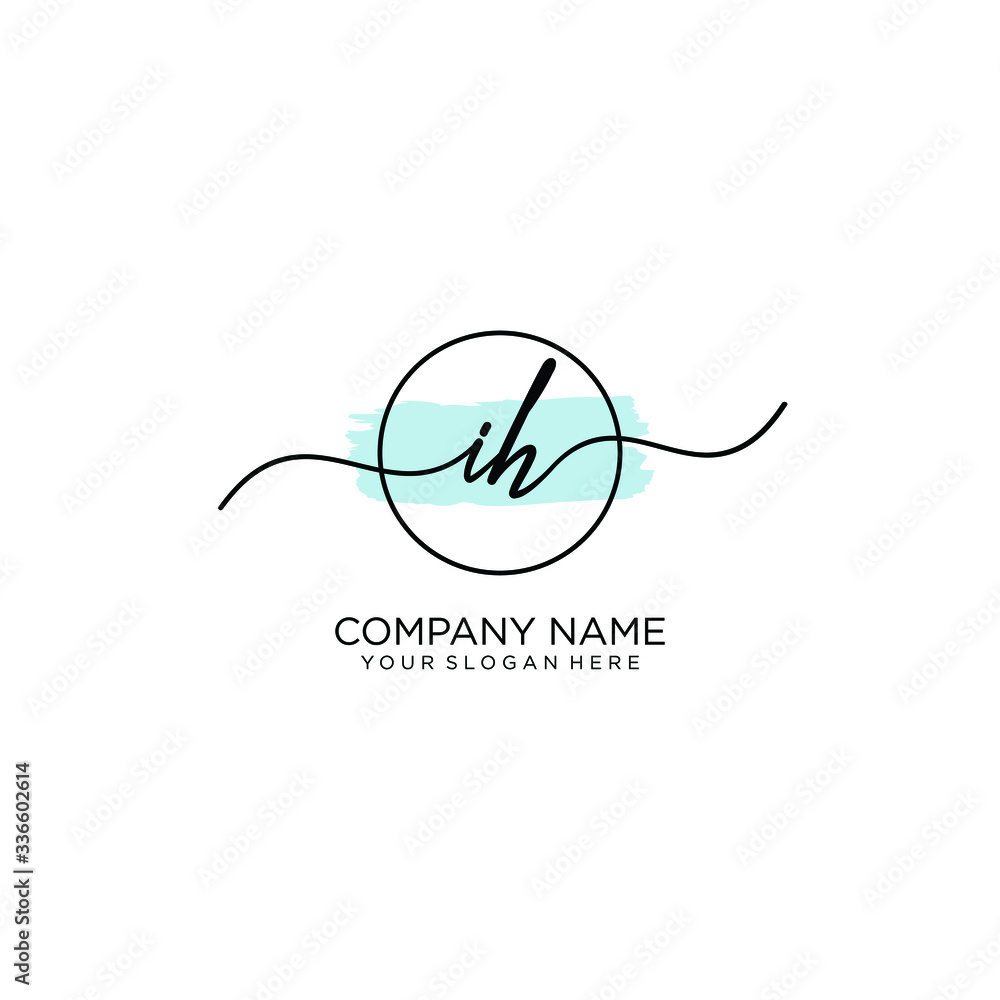 IH initial Handwriting logo vector templates