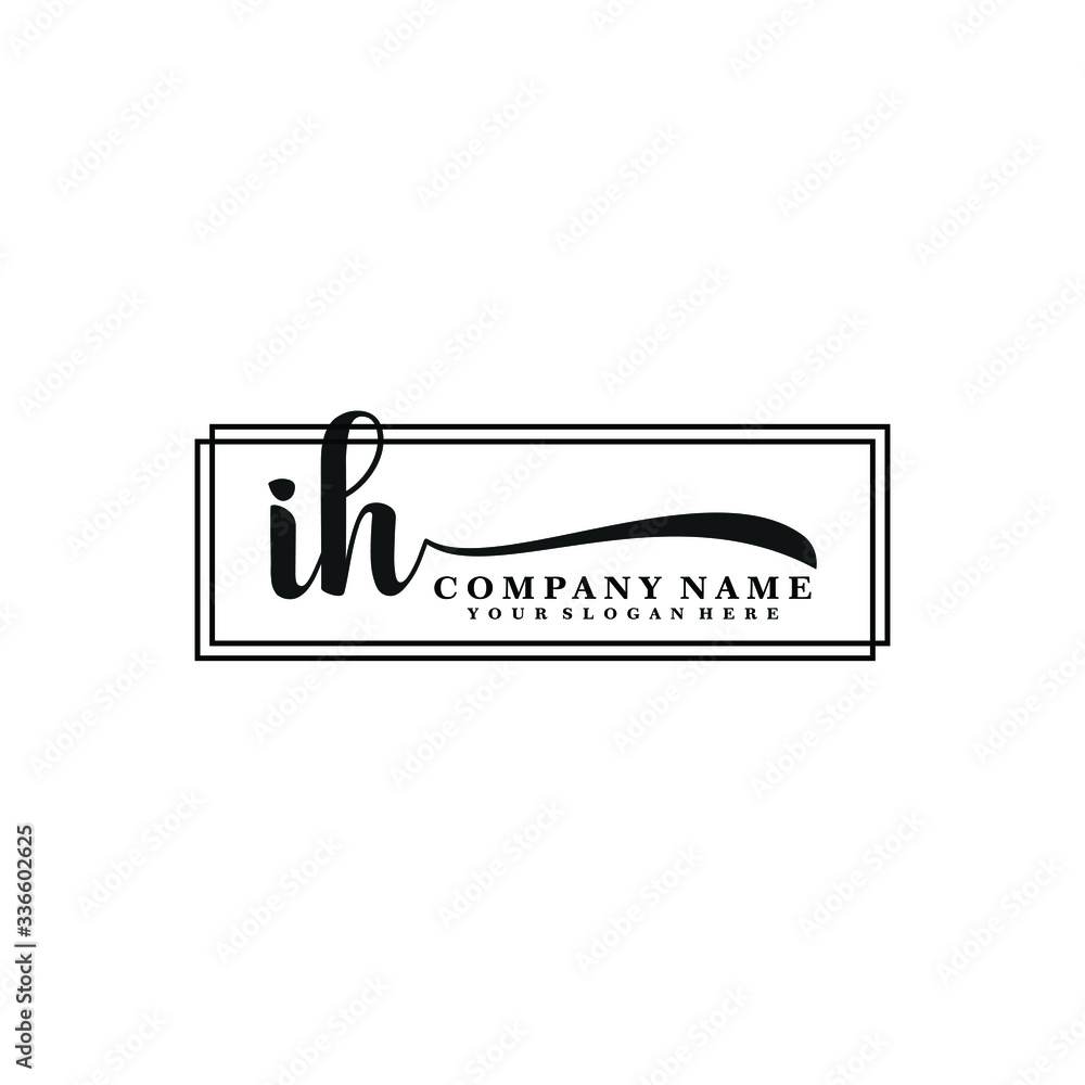 Fototapeta premium IH initial Handwriting logo vector templates