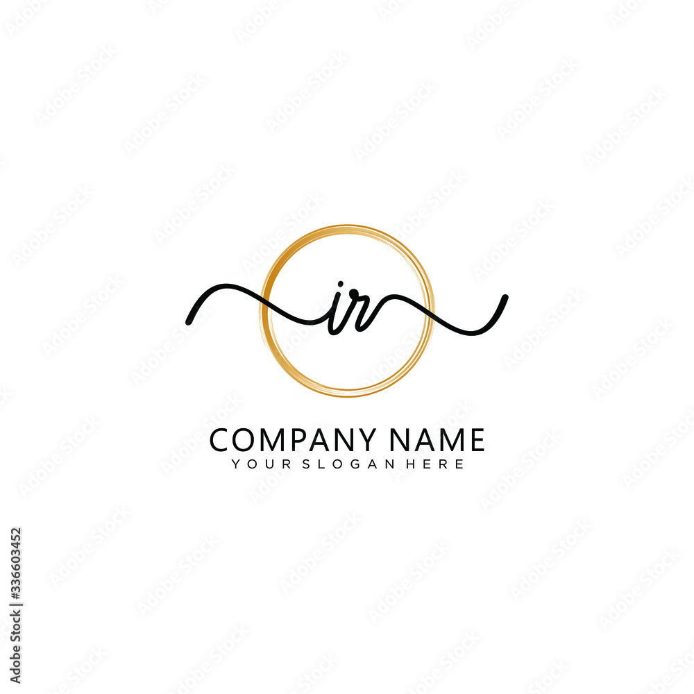 Obraz premium IR initial Handwriting logo vector templates