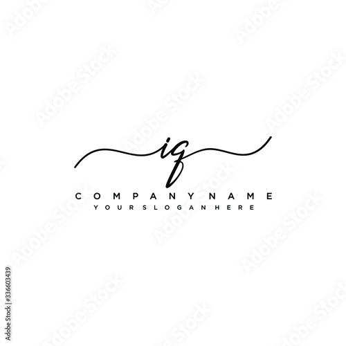 IQ initial Handwriting logo vector templates
