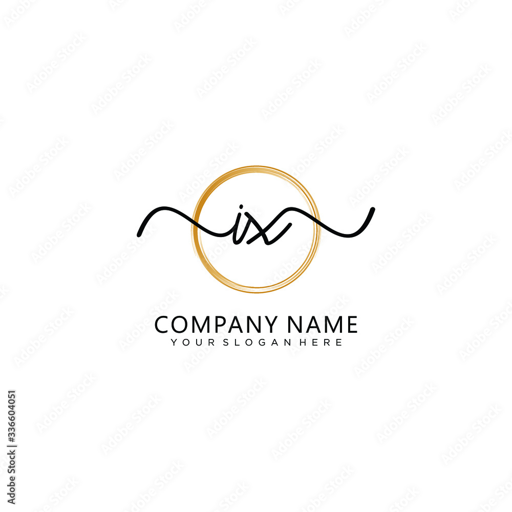 IX initial Handwriting logo vector templates