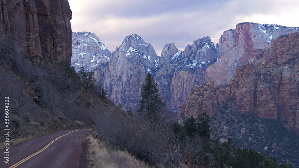Scenic route through Zion National Park in Utah - travel photography