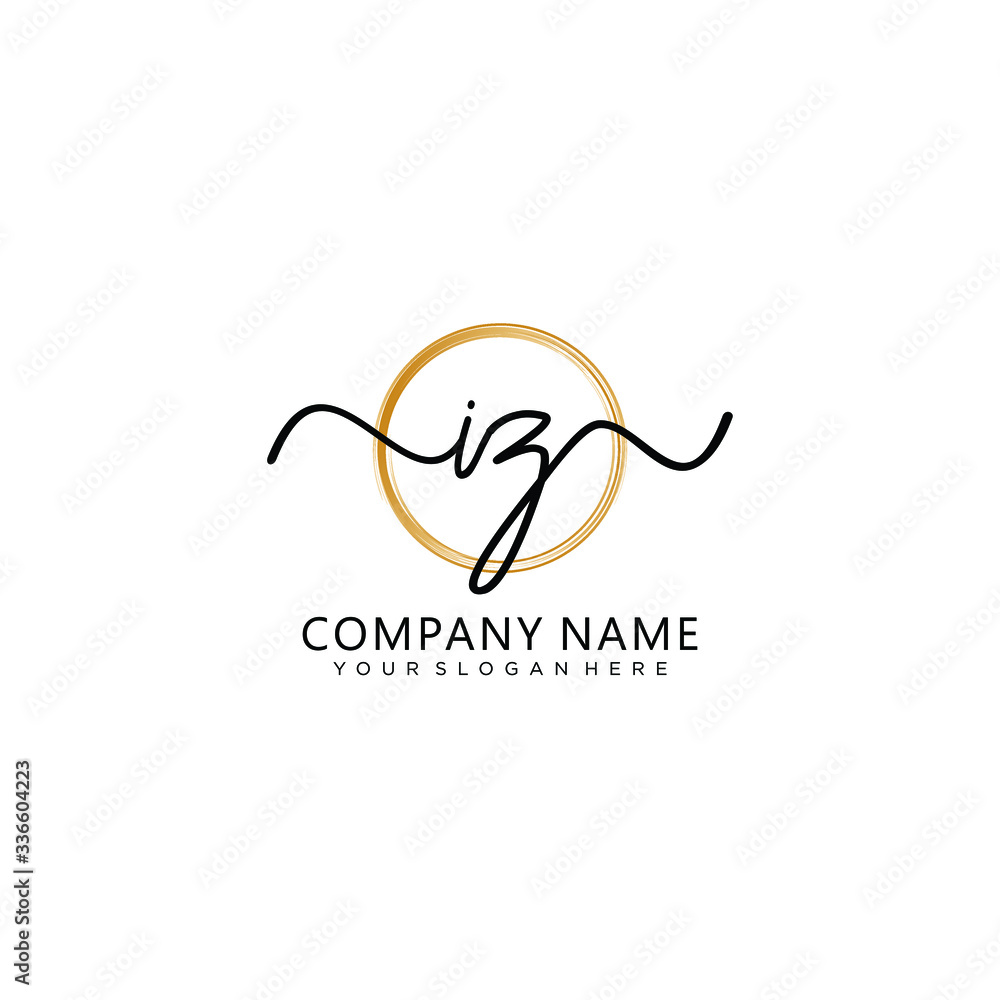 IZ initial Handwriting logo vector templates