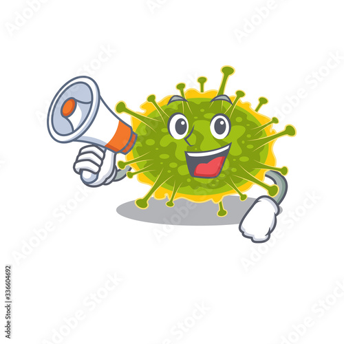 Cartoon character of insthoviricetes having a megaphone
