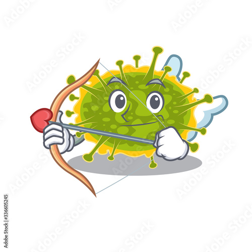 insthoviricetes in cupid cartoon character with arrow and wings