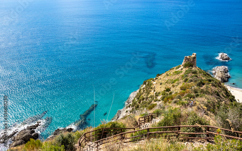the path of lovers. (telegraph tip) Punta del Telegrafo on the Tyrrhenian coast of Ascea Marina. Cilento, Salerno, Campania, Italy